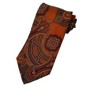 Lavatelli Men's Printed Silk Tie Paisley Pattern Cinnamon Brown